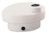 Compact white plastic liquid holding tank with a screw-on cap and drainage outlet, ideal for water or chemical storage.