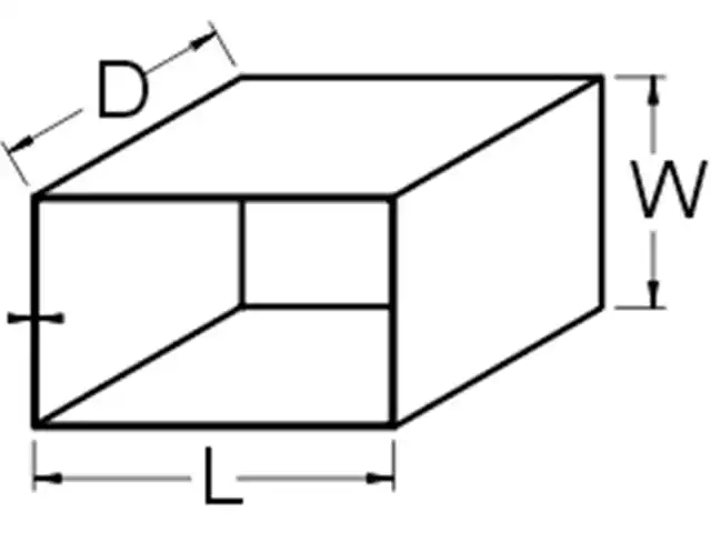 square open ended compartment line drawing